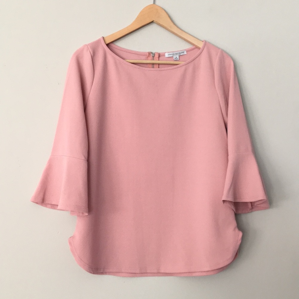 Green Envelope bell sleeve blouse
